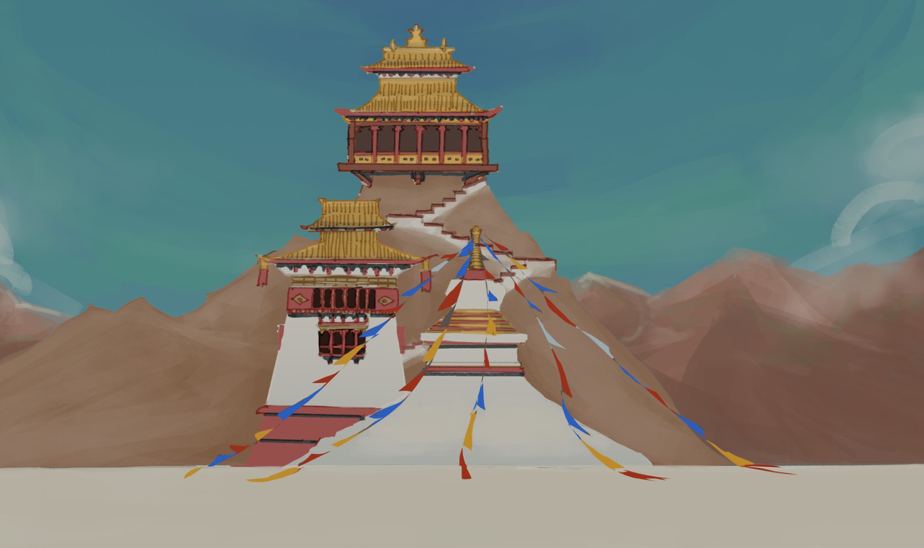 Tibetan Architecture Orthographic View